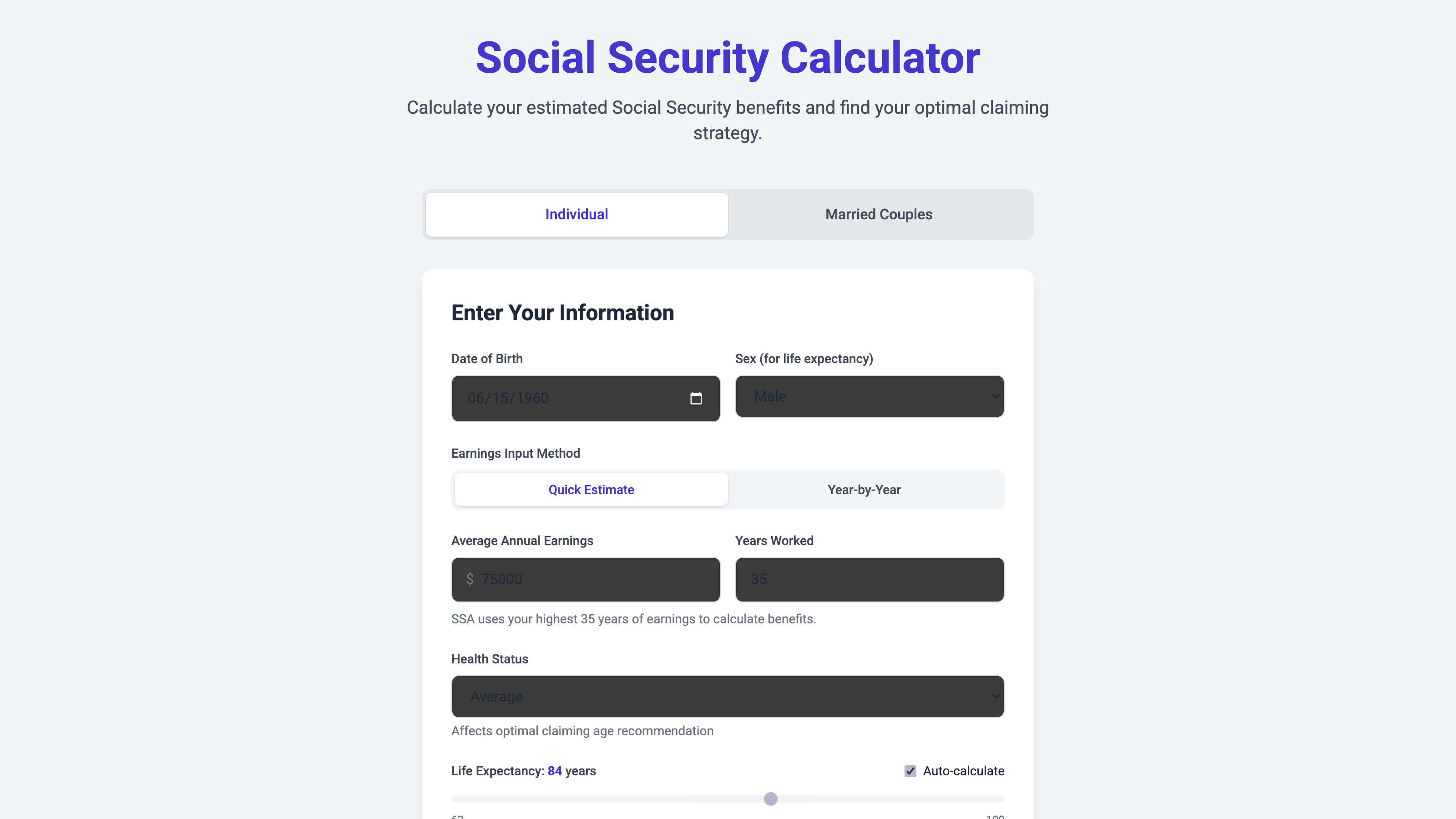 Social Security Calculator